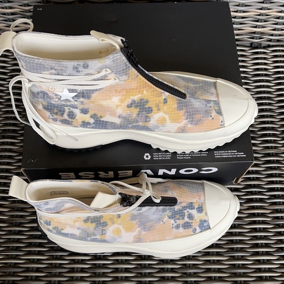 Converse Chuck Taylor All Star Run Star Hi Egret/White/Black Mens Washed Florals - Picture 3 of 16